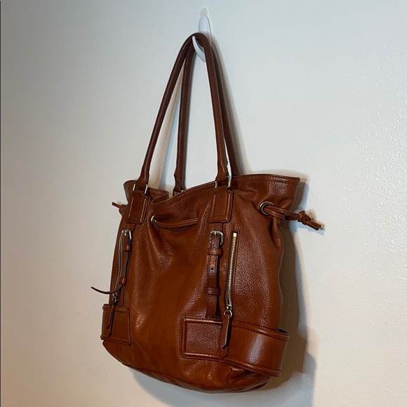 Cole Haan Double Handle Front Zipper Drawstring Shoulder Bag - Picture 3 of 15